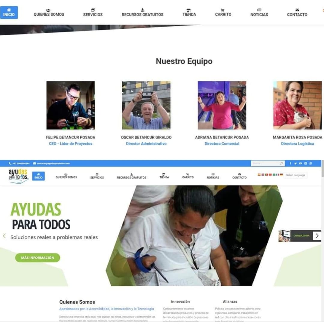 ayudas para todos equipo miembros familia innovacion social emprendimiento inclusión accesibilidad fotos familia y diseño sitio ayudas para todos