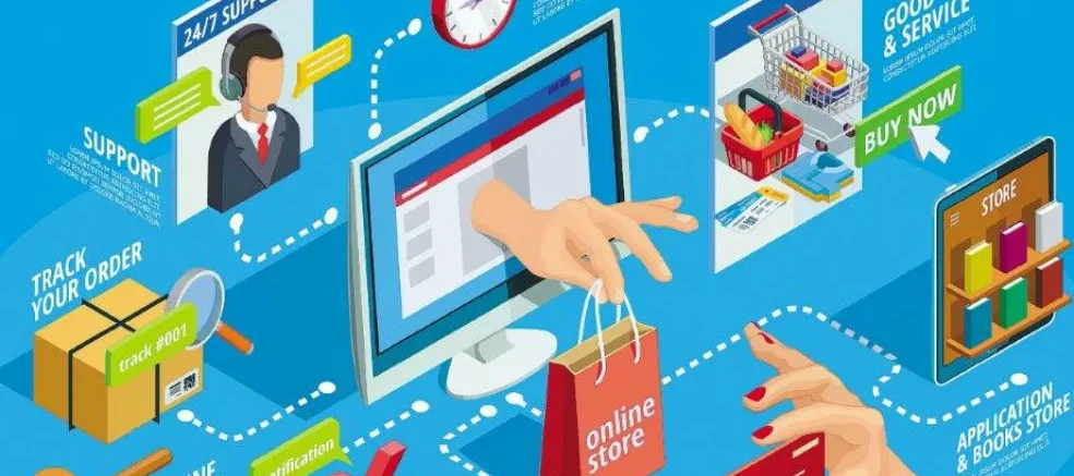 proceso comercio electronico imagen computador vendedor asesor comprador pagos