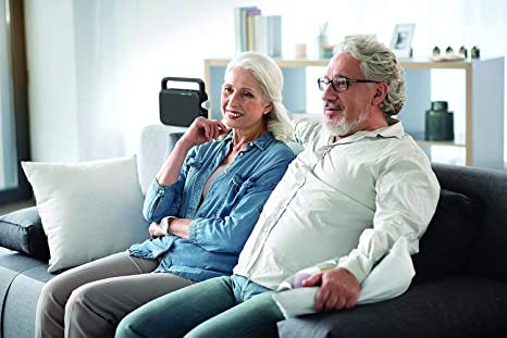 Parlante amplificador auditivo televisión resalta voces y sonidos portable personas con baja audición adulto mayor discapacidad auditiva, ayuda auditiva, audífonos especializados problemas auditivos para sordos abuelos, personas mayores