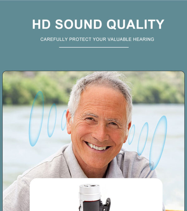 Sistema amplificador sonido discapacidad auditiva recargable pequeño con reducción de ruido perdida auditiva adulto mayor AUDAUD11
