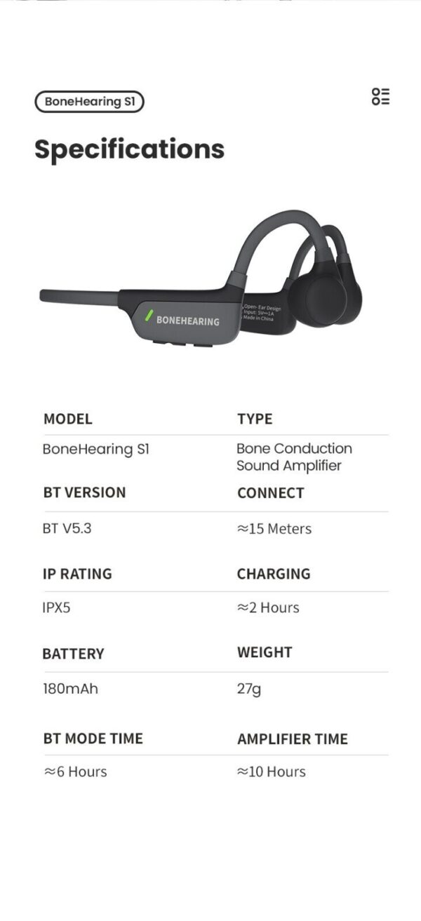 Diadema amplificadora ayuda auditiva 2en1 conducción ósea y diadema bluetooth pérdida auditiva adulto mayor