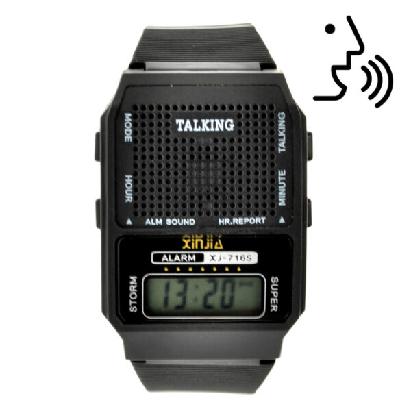 Reloj Talking Parlante para ciegos, adultos mayores y baja visión, pantalla digital, dice la hora en voz alta