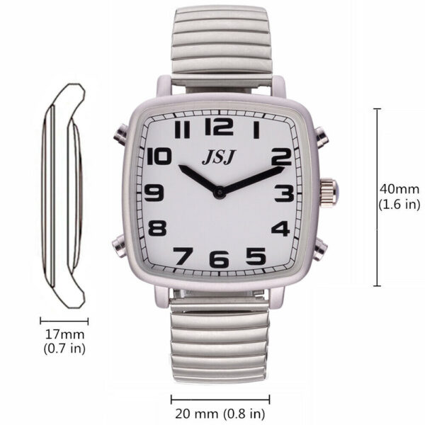 Reloj de pulso habla en español de lujo para ciegos adultos mayores unisex JSJ rectangular