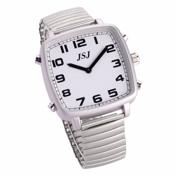 Reloj de pulso habla en español de lujo para ciegos adultos mayores unisex JSJ rectangular