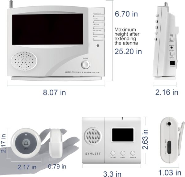 10 Timbres de emergencia SOS y receptor portátil y monitor cuidadores discapacidad adulto mayor pacientes