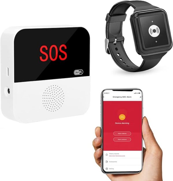 Sistema de Reloj timbre de emergencia WIFI para cuidadores discapacidad adulto mayor pacientes