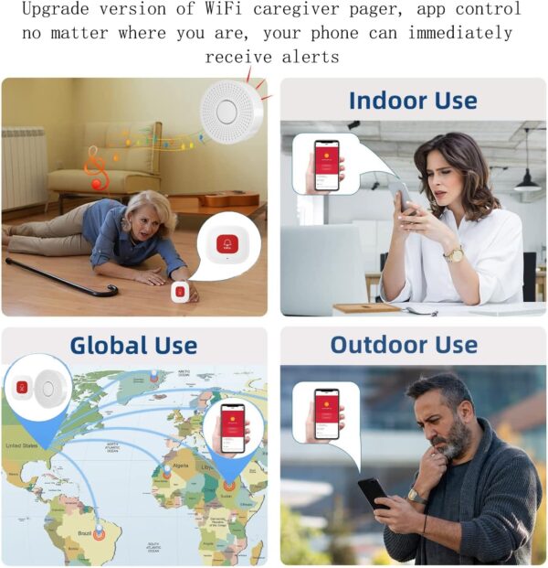 Timbre de emergencia WIFI SOS para cuidadores discapacidad adulto mayor pacientes