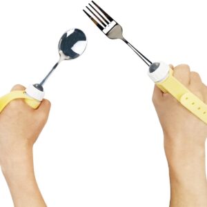 Cuchara y tenedor adulto mayor Parkinson discapacidad,mango grueso, correa fácil agarre,peso,angulo adaptable