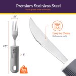 Kit 5 utensilios cuchara tenedor cuchillo adulto mayor, discapacidad, Parkinson,mango grueso, correa fácil agarre
