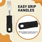 2 Kits de cuchara tenedor cuchillo accesible discapacidad, adulto mayor, parkinson, mango grueso, fácil agarre