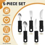 2 Kits de cuchara tenedor cuchillo accesible discapacidad, adulto mayor, parkinson, mango grueso, fácil agarre