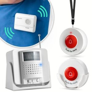 Kit cuidador alarma adulto mayor discapacidad 2 timbres sensor movimiento y receptor emergencia SOS inalámbrico pacientes
