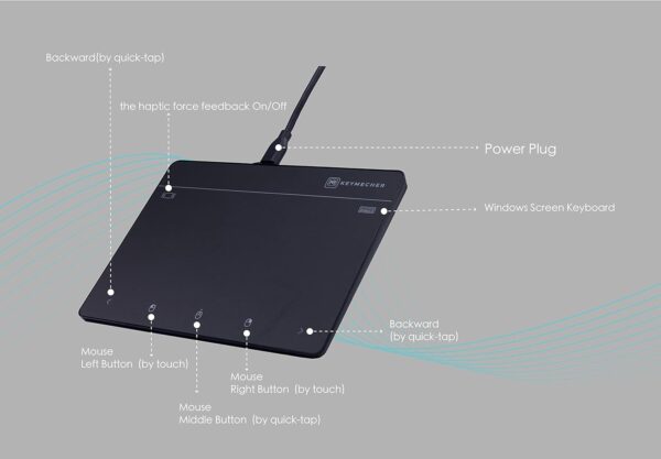 Mouse Keymecher Mano 703 - Touchpad inalámbrico Bluetooth retroalimentación háptica trackpad Discapacidad accesibilidad