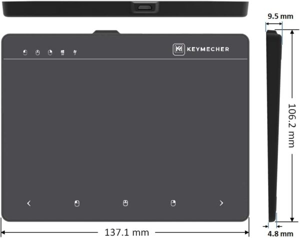 Mouse KEYMECHER Mano 603 - Trackpad de precisión con cable, delgado, multigesto, USB Touchpad Discapacidad accesibilidad