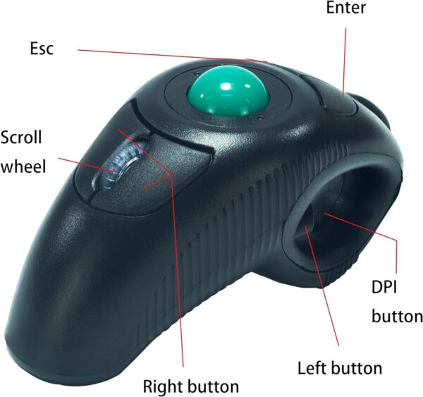 Mouse TrackBall de mano YUMQUA Y-10W inalámbrico 2.4 GHz Discapacidad accesibilidad