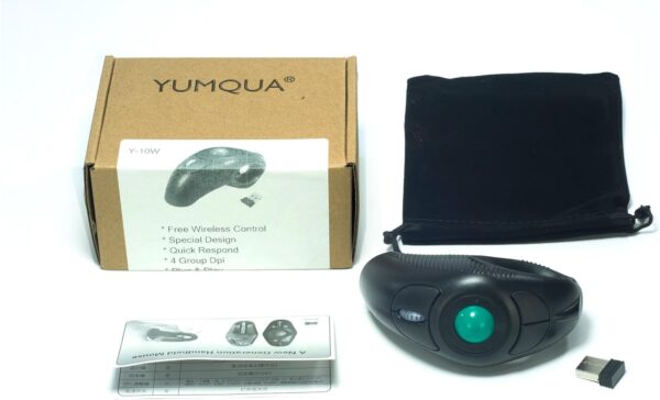 Mouse TrackBall de mano YUMQUA Y-10W inalámbrico 2.4 GHz Discapacidad accesibilidad